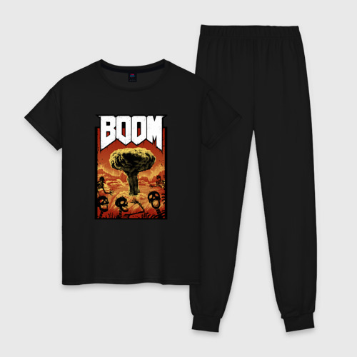 Женская пижама хлопок DOOM BOOM, цвет черный