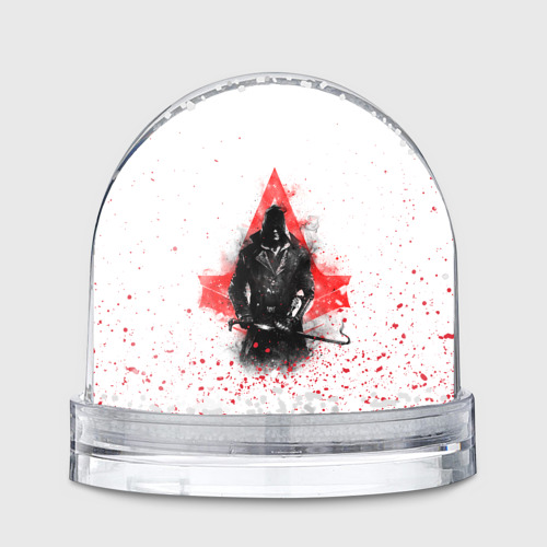 Игрушка Снежный шар с принтом Ассасин Крид с красными брызгами, вид спереди №1