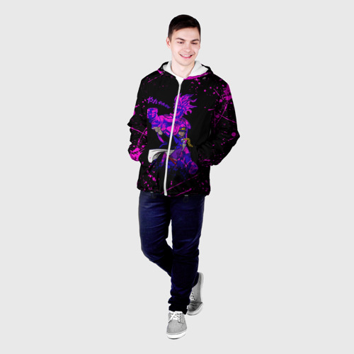 Мужская куртка 3D Дзётаро указывает фиолетовые брызги, цвет 3D печать - фото 3