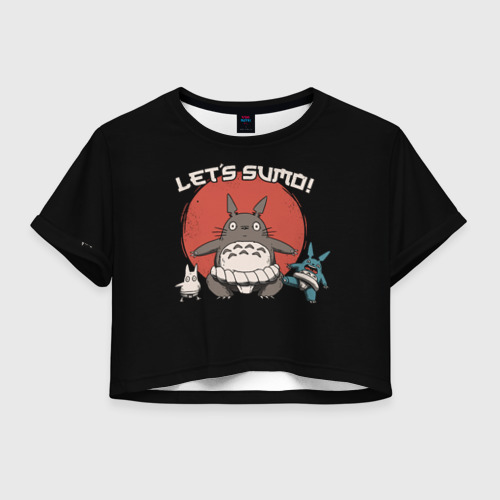 Женская футболка Crop-top 3D Totoro sumo, цвет 3D печать