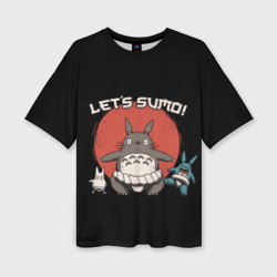 Женская футболка oversize 3D Totoro sumo