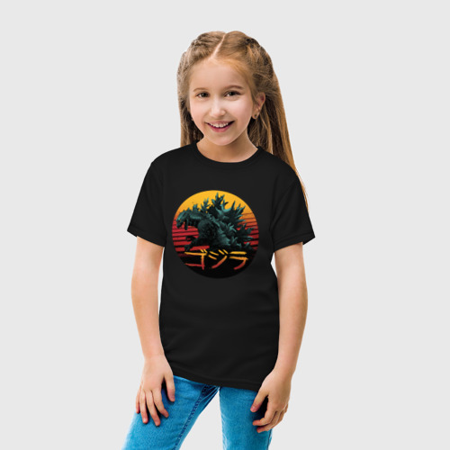 Детская футболка хлопок Godzilla in circle, цвет черный - фото 5