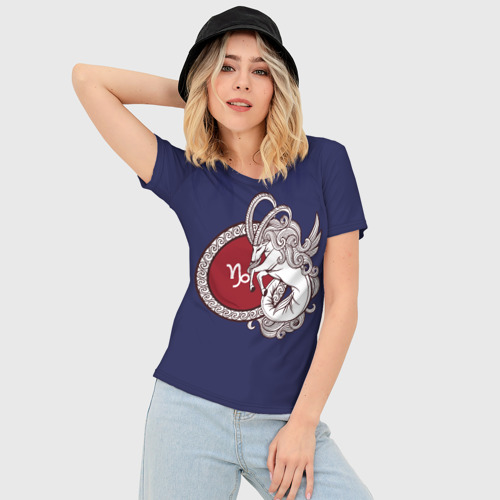 Женская футболка 3D Slim Козерог Знак Зодиака, цвет 3D печать - фото 3