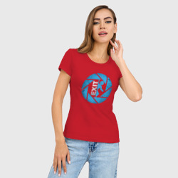 Женская футболка хлопок Slim Blue Portal 2 - фото 2