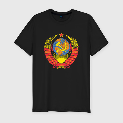 Мужская футболка хлопок Slim Герб СССР, цвет черный