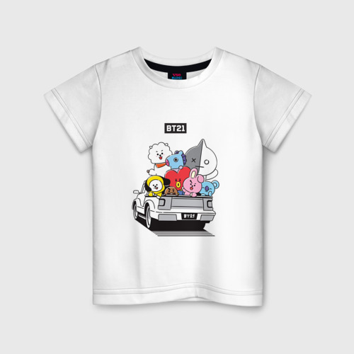 Детская футболка хлопок BT21, цвет белый