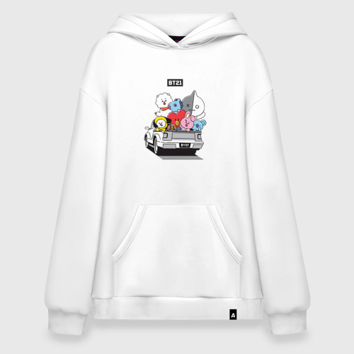 Худи SuperOversize хлопок BT21, цвет белый