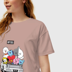 Женская футболка хлопок Oversize BT21 - фото 2