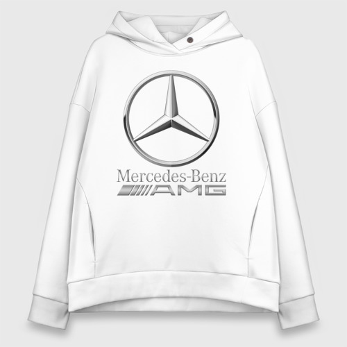 Женское худи Oversize хлопок Mercedes-Benz AMG, цвет белый