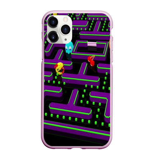 Чехол для iPhone 11 Pro Max матовый Pac-MAN 3D, цвет розовый