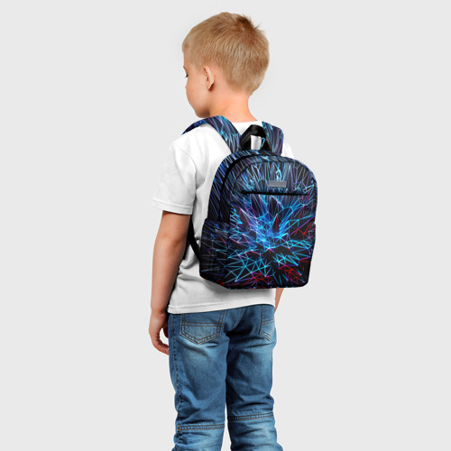 Детский рюкзак 3D с принтом NEON GEOMETRY, фото на моделе #1