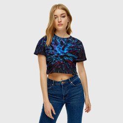 Женская футболка Crop-top 3D Neon geometry - фото 2