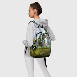 Рюкзак с принтом Horizon Zero Dawn 2020 для любого человека, вид спереди №4. Цвет основы: белый