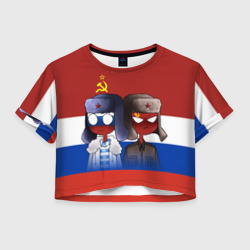 Женская футболка Crop-top 3D СССР - Россия