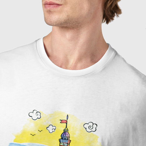 Мужская футболка хлопок Море любит тебя!, цвет белый - фото 6