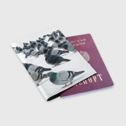 Обложка для паспорта матовая кожа Голуби - фото 2