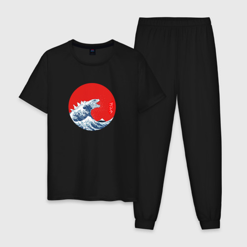 Мужская пижама хлопок Godzilla Годзилла, цвет черный