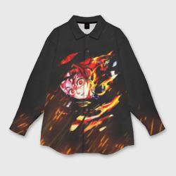 Женская рубашка oversize 3D Burning Kamado