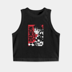 Женская укороченная майка-топ хлопок Kimetsu no Yaiba плакат