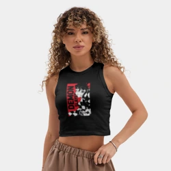 Женская укороченная майка-топ хлопок Kimetsu no Yaiba плакат - фото 2