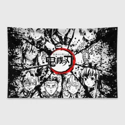 Флаг-баннер Kimetsu no Yaiba чернобелый аниме коллаж