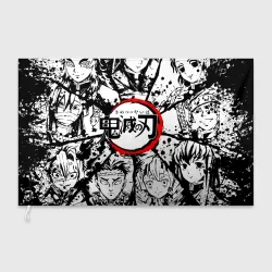 Флаг 3D Kimetsu no Yaiba чернобелый аниме коллаж