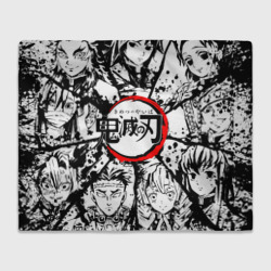 Плед 3D Kimetsu no Yaiba чернобелый аниме коллаж