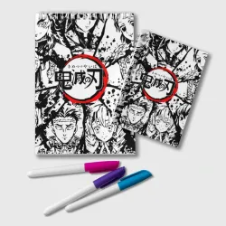 Блокнот Kimetsu no Yaiba чернобелый аниме коллаж