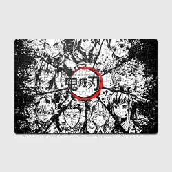 Головоломка Пазл магнитный 126 элементов Kimetsu no Yaiba чернобелый аниме коллаж