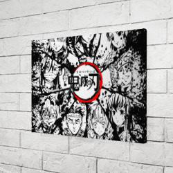 Холст прямоугольный Kimetsu no Yaiba чернобелый аниме коллаж - фото 2
