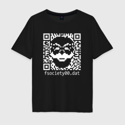 Мужская футболка хлопок Oversize Mr robot pixel QR code