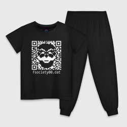 Детская пижама хлопок Mr robot pixel QR code