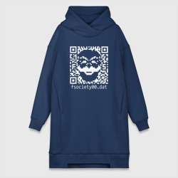 Платье-худи хлопок Mr robot pixel QR code