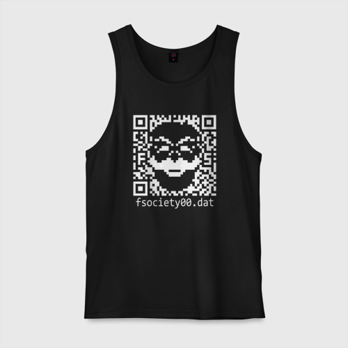 Мужская майка хлопок Mr robot pixel QR code, цвет черный