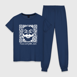 Женская пижама хлопок Mr robot pixel QR code