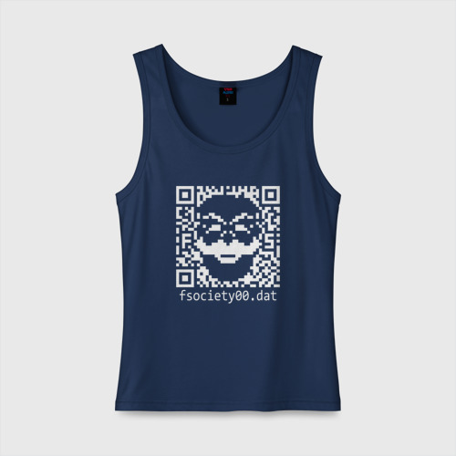 Женская майка хлопок Mr robot pixel QR code, цвет темно-синий