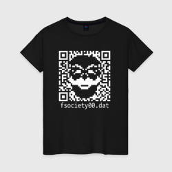 Женская футболка хлопок Mr robot pixel QR code