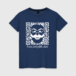 Женская футболка хлопок Mr robot pixel QR code