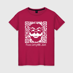 Женская футболка хлопок Mr robot pixel QR code