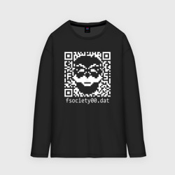 Женский лонгслив oversize хлопок Mr robot pixel QR code