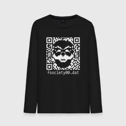 Мужской лонгслив хлопок Mr robot pixel QR code