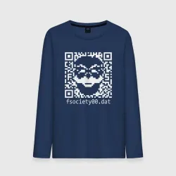 Мужской лонгслив хлопок Mr robot pixel QR code