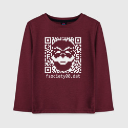 Детский лонгслив хлопок Mr robot pixel QR code