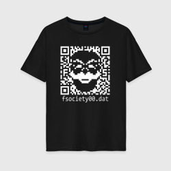 Женская футболка хлопок Oversize Mr robot pixel QR code