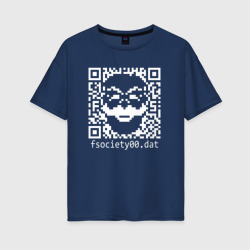 Женская футболка хлопок Oversize Mr robot pixel QR code