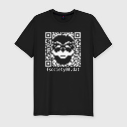 Мужская футболка хлопок Slim Mr robot pixel QR code