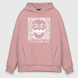 Мужское худи Oversize хлопок Mr robot pixel QR code