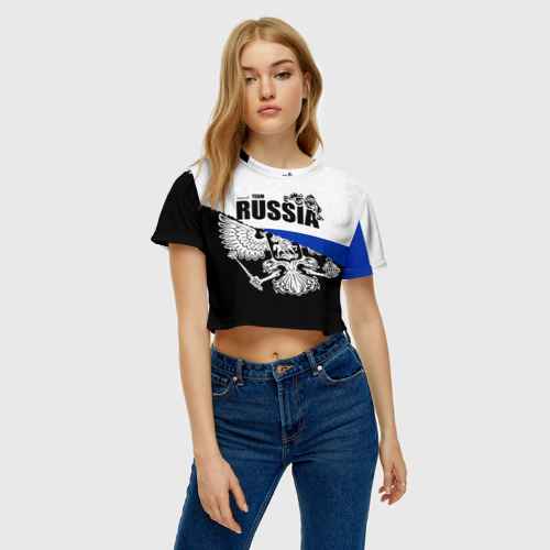 Женская футболка Crop-top 3D Russia, цвет 3D печать - фото 3