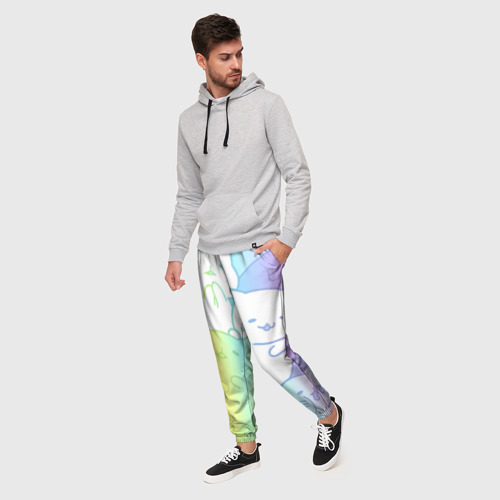 Мужские брюки 3D с принтом Котоколлаж 05, фото на моделе #1
