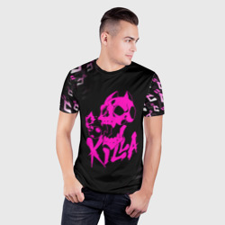 Мужская футболка 3D Slim Killer Queen розовая на черном - фото 2
